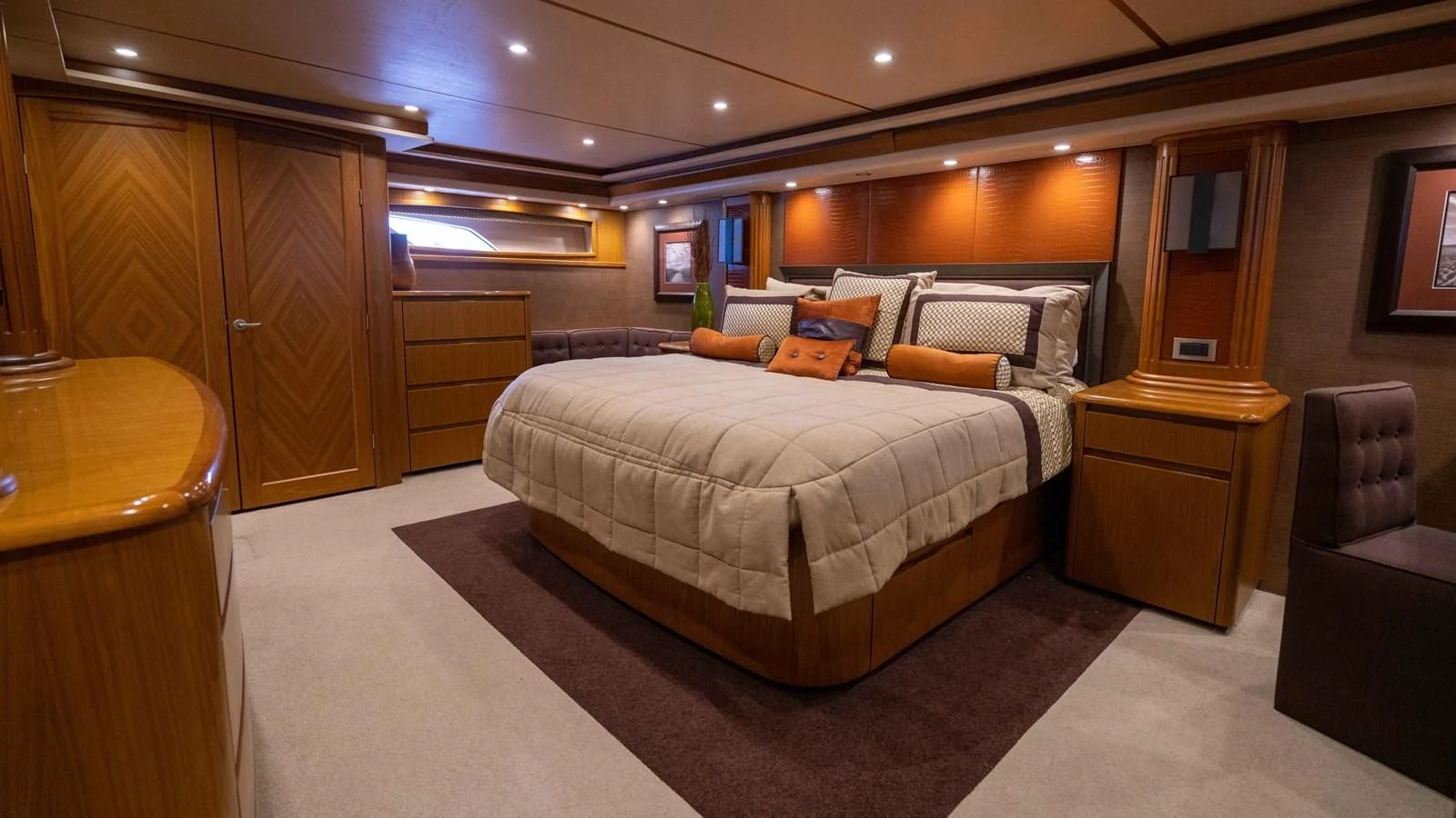 a large bedroom with a bed aboard DONE DEAL Yacht for Sale