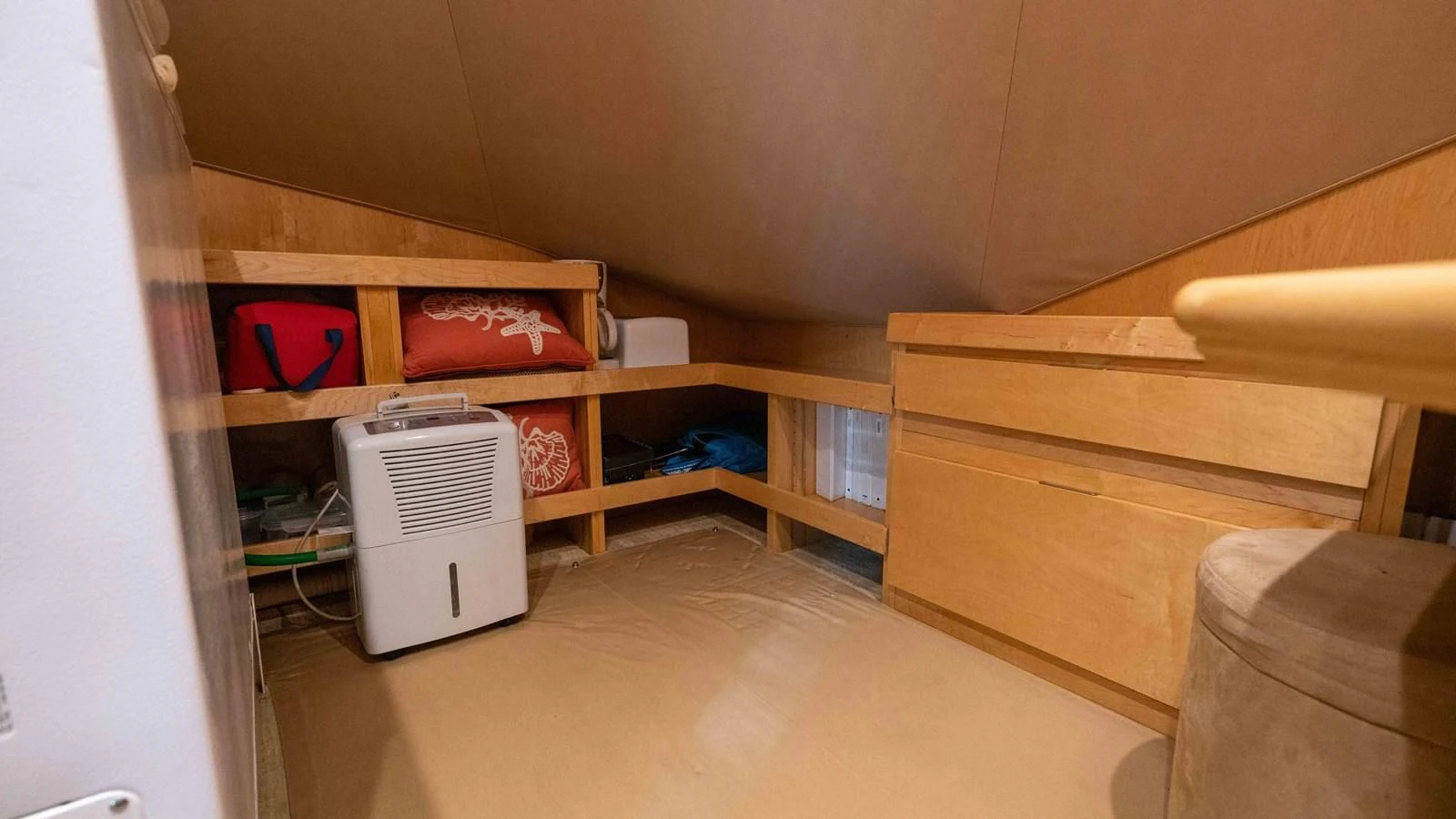 a room with a bed and a desk aboard DONE DEAL Yacht for Sale