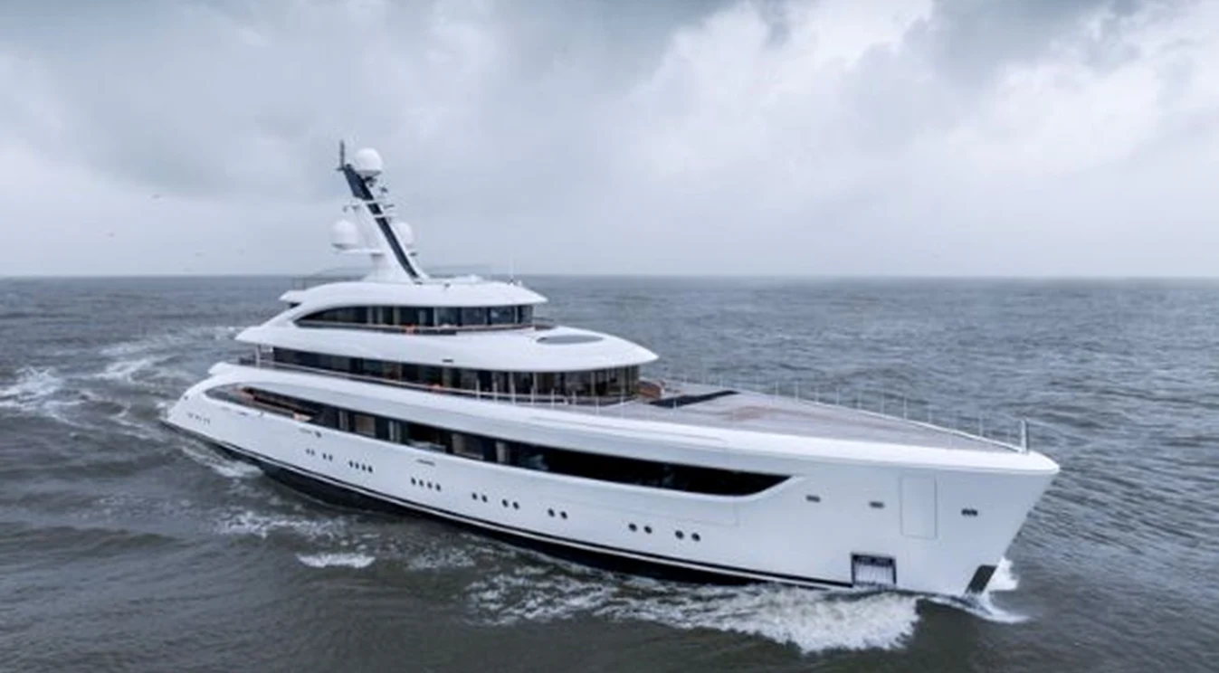 a white yacht in the water aboard ALVIA Yacht for Sale