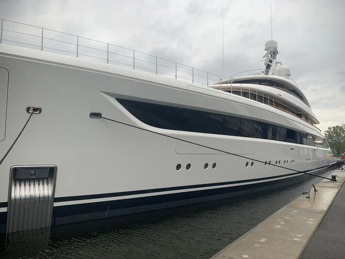 a large white boat aboard ALVIA Yacht for Sale