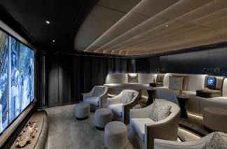 a room with a large window aboard ALVIA Yacht for Sale