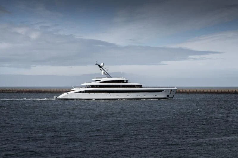 a white boat on the water aboard ALVIA Yacht for Sale