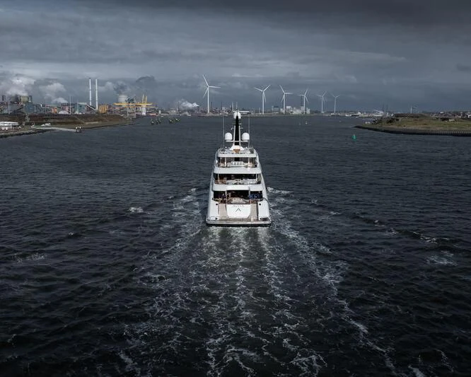 a ship sailing on the water aboard ALVIA Yacht for Sale