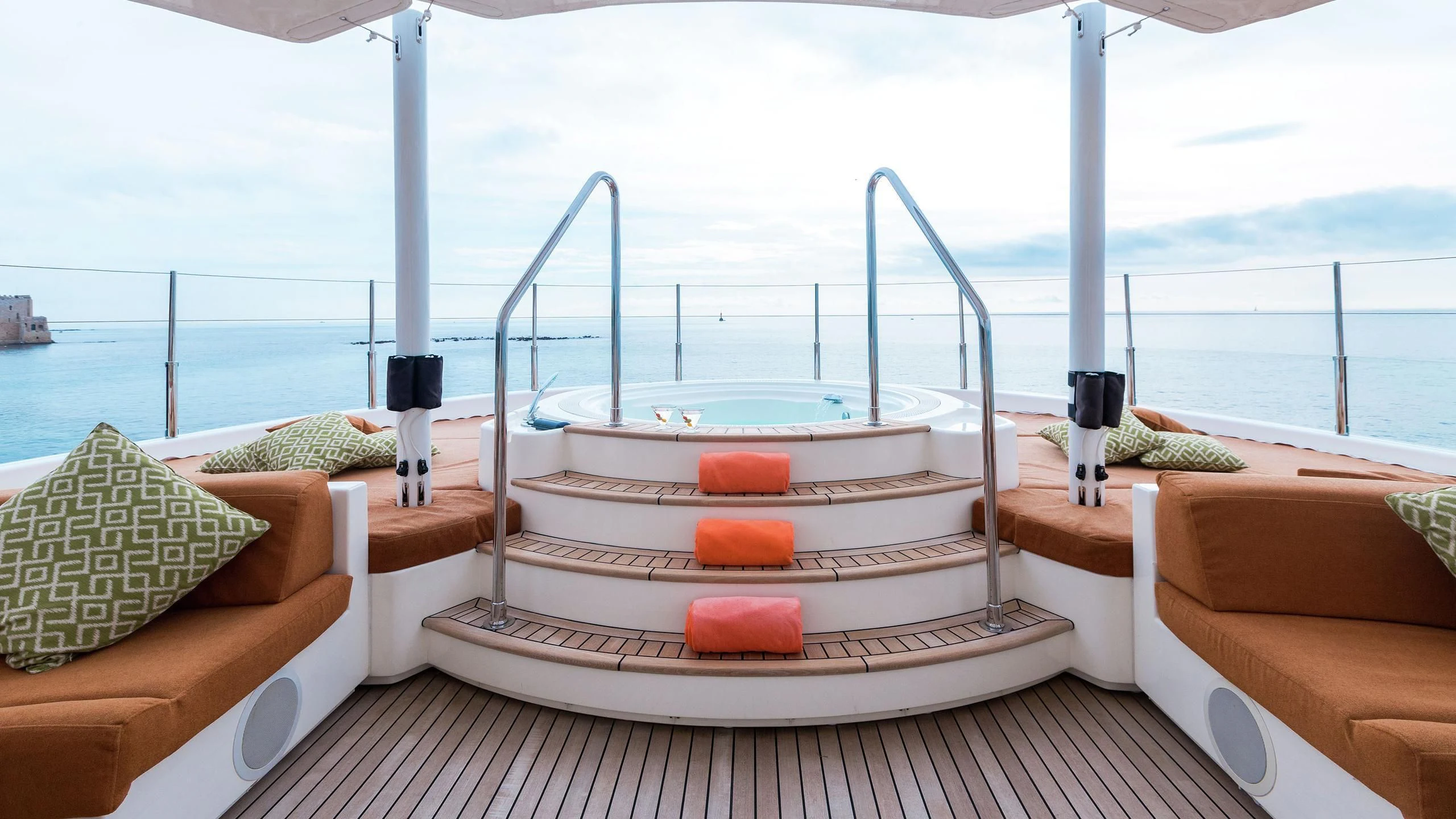 a boat on a deck aboard PHOTON Yacht for Sale