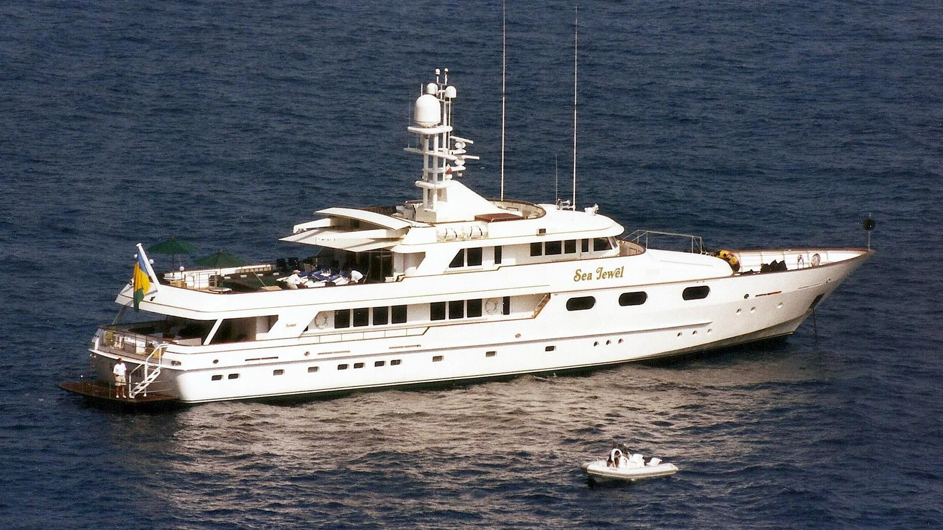 a large white ship aboard X CHIOS Yacht for Sale