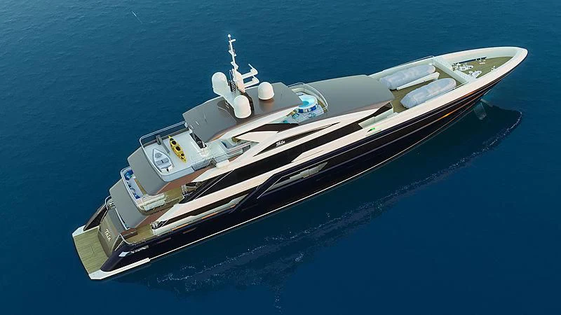 a high angle view of a boat aboard JEWELS Yacht for Sale