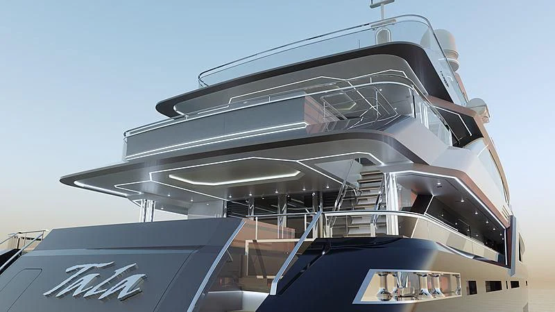 a boat with a ladder aboard JEWELS Yacht for Sale