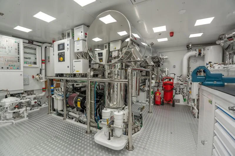 a room with machinery aboard JEWELS Yacht for Sale