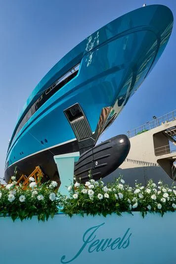 a large metal sculpture aboard JEWELS Yacht for Sale
