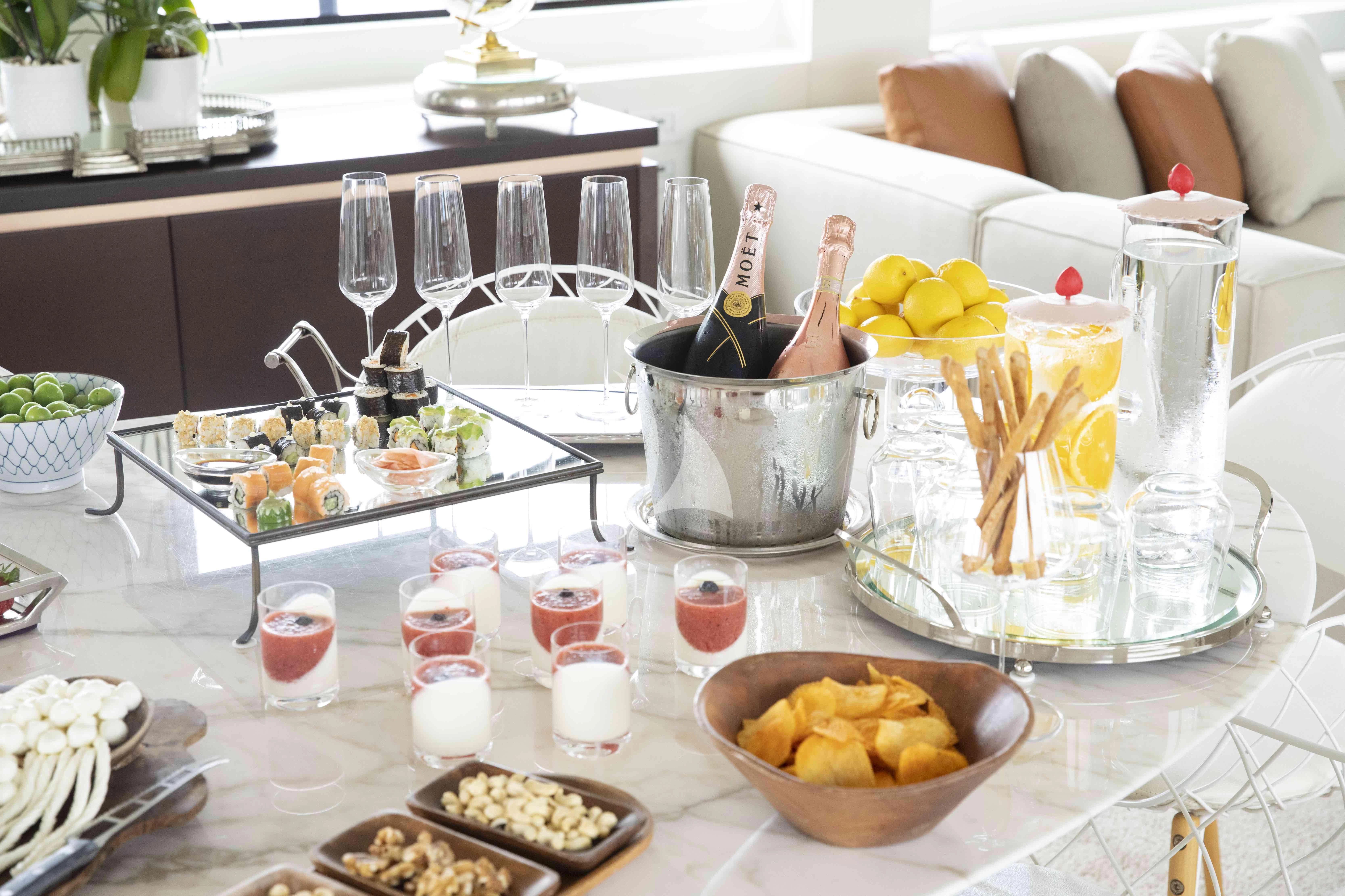 a table with food and drinks aboard HARUN Yacht for Charter