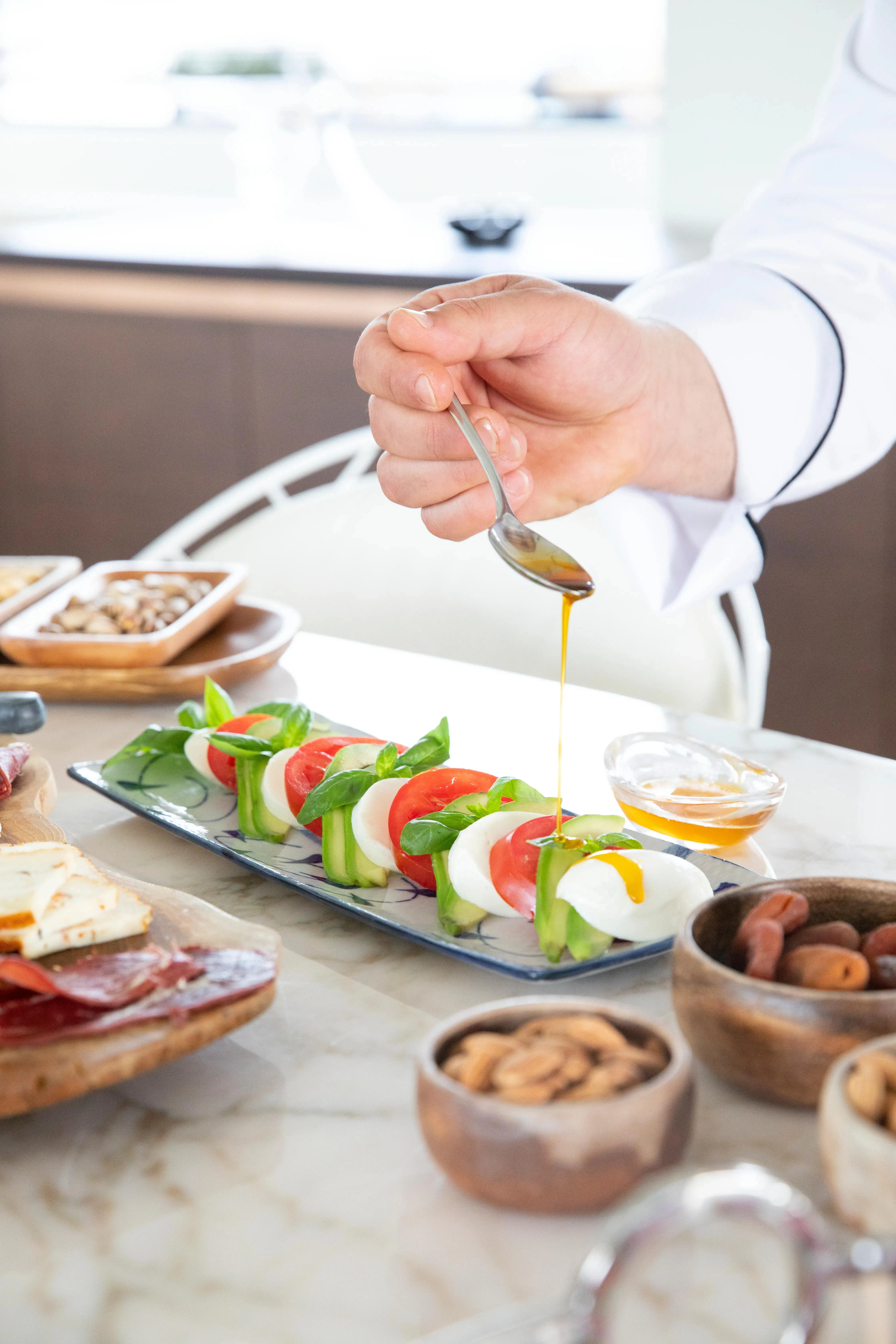 a person eating food aboard HARUN Yacht for Charter