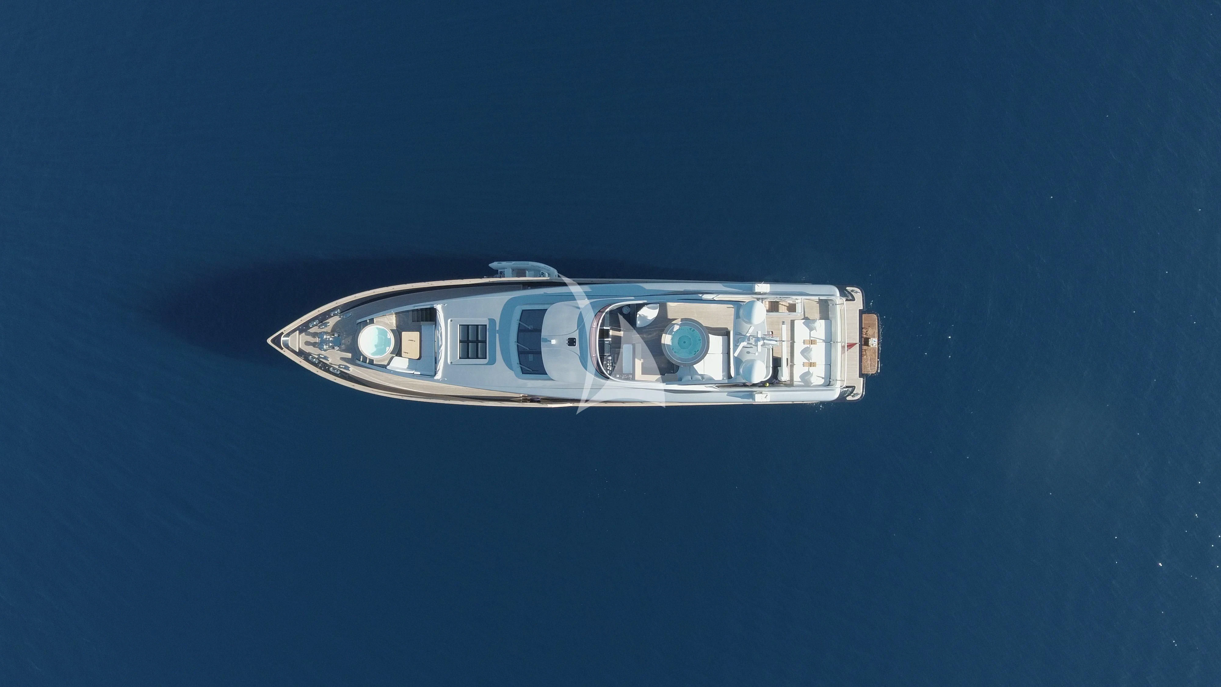a small boat in the water aboard HARUN Yacht for Charter