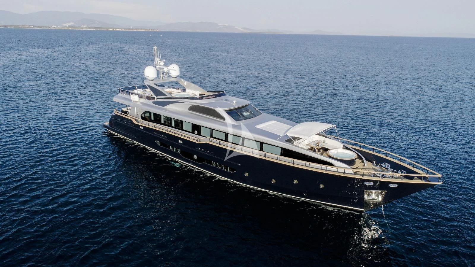a ship in the water aboard HARUN Yacht for Charter