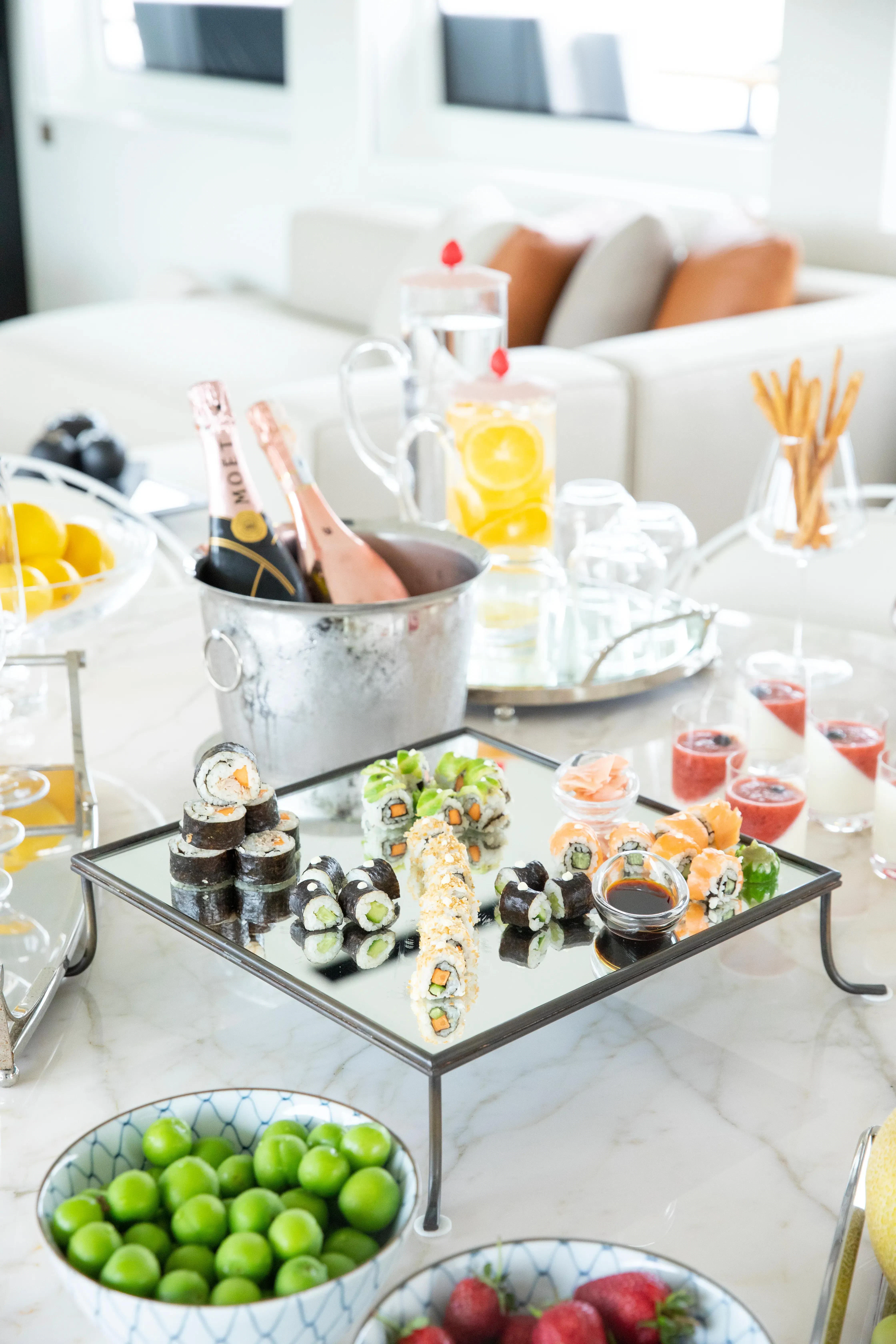 a table with food and drinks aboard HARUN Yacht for Charter