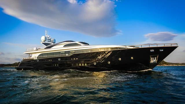 a large ship on the water aboard HARUN Yacht for Charter