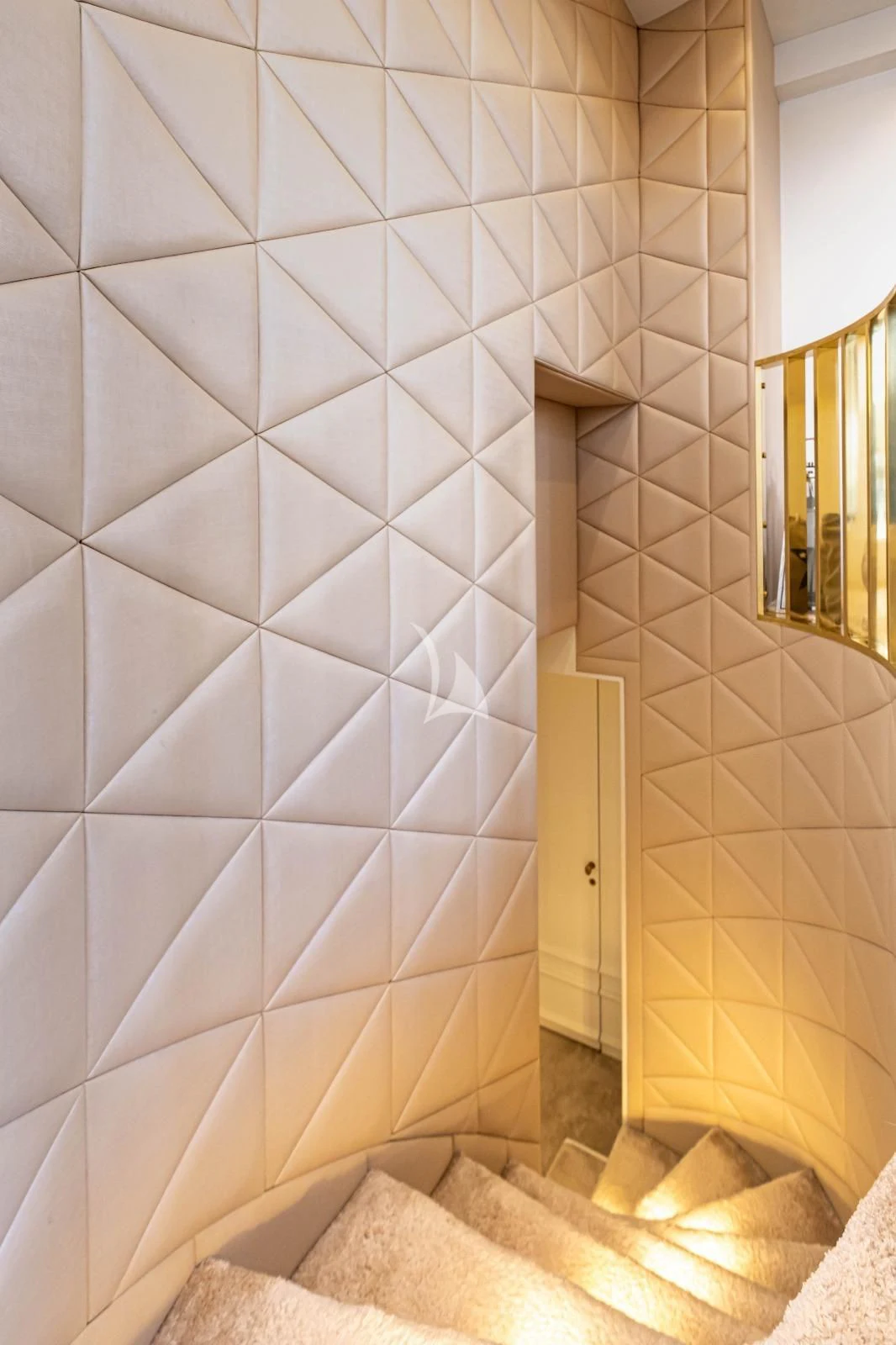 a bathroom with a tile wall aboard HARUN Yacht for Charter