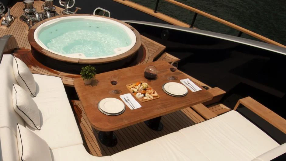 a bowl of food on a table aboard HARUN Yacht for Charter
