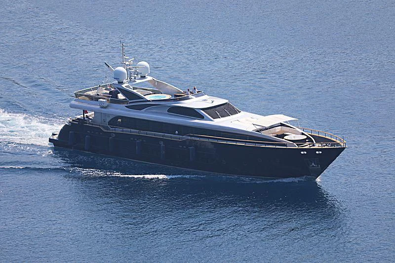 a large ship in the water aboard HARUN Yacht for Charter