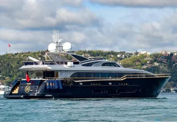 a large boat in the water aboard HARUN Yacht for Charter