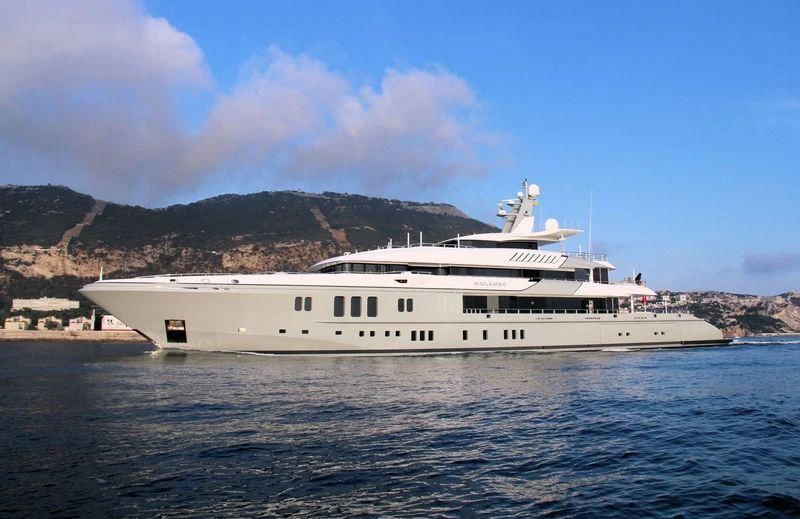 a white boat in the water aboard MOGAMBO Yacht for Sale