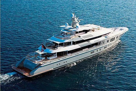 a large cruise ship in the water aboard MOGAMBO Yacht for Sale