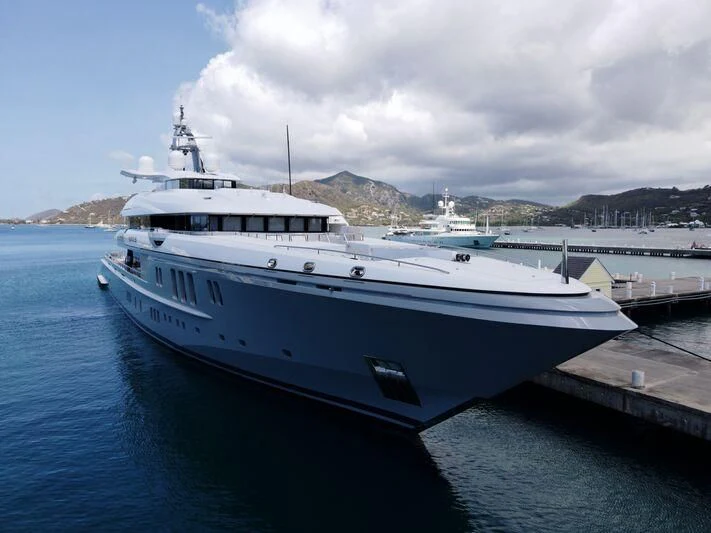 a large white boat aboard MOGAMBO Yacht for Sale