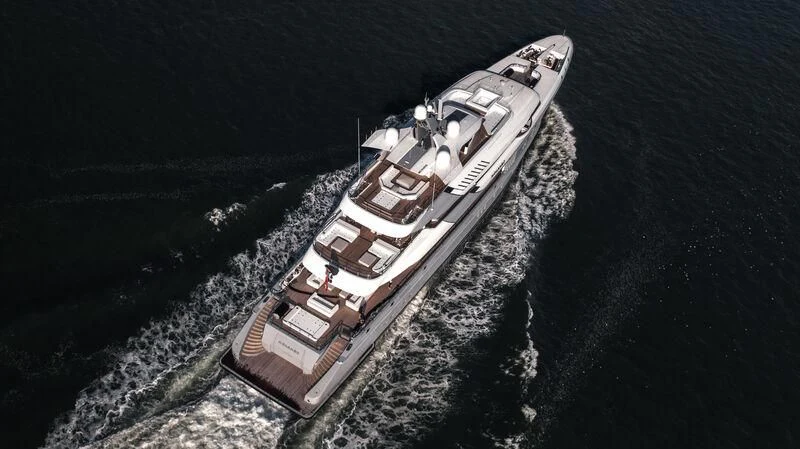 a large ship in the water aboard MOGAMBO Yacht for Sale