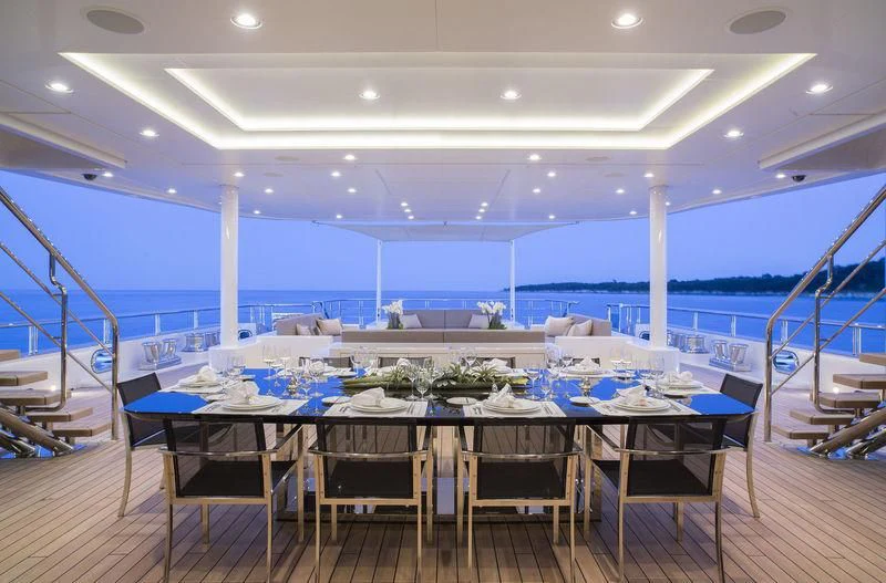 a large indoor swimming pool aboard MOGAMBO Yacht for Sale