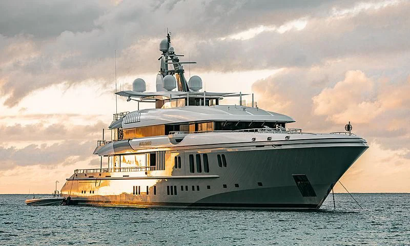 a large ship in the water aboard MOGAMBO Yacht for Sale