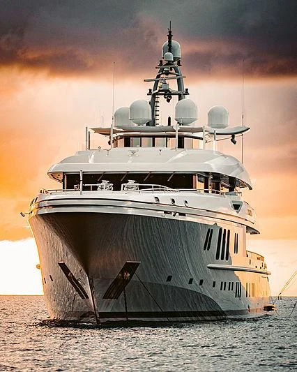 a large ship in the water aboard MOGAMBO Yacht for Sale