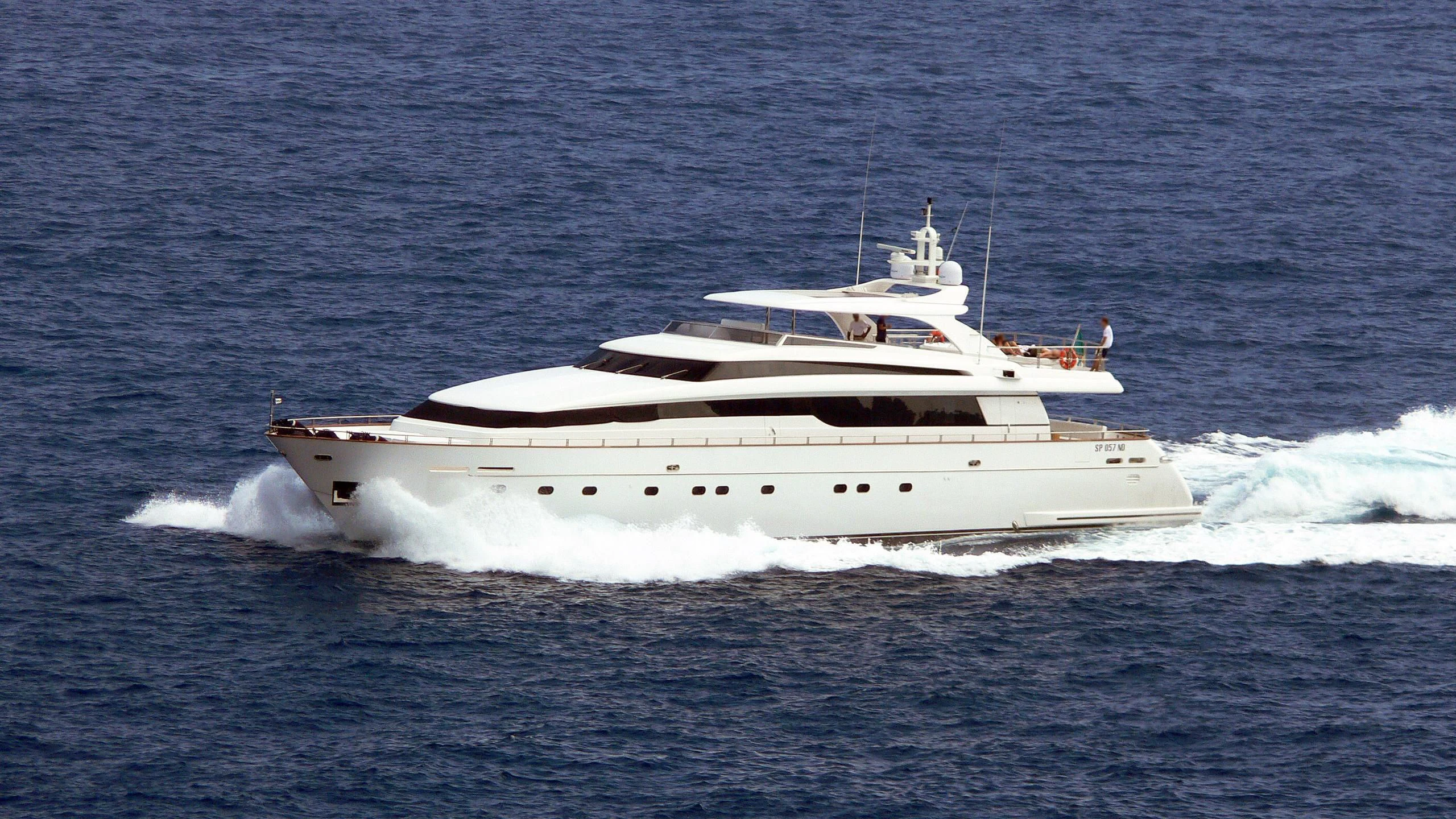 a white yacht on the water aboard DESTER Yacht for Sale