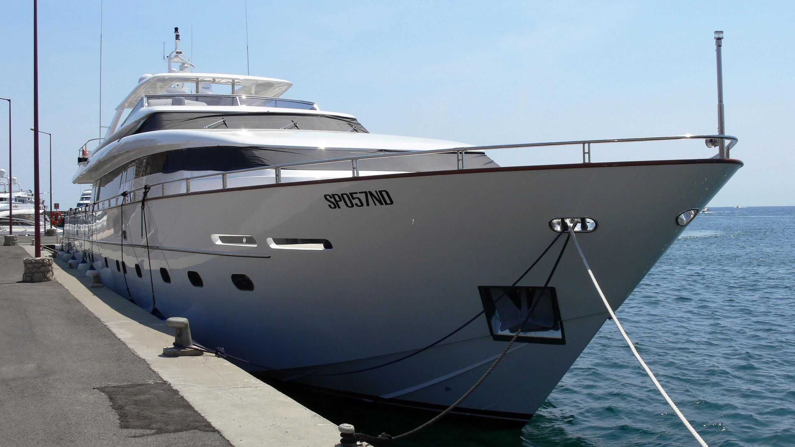 a white yacht on the water aboard DESTER Yacht for Sale