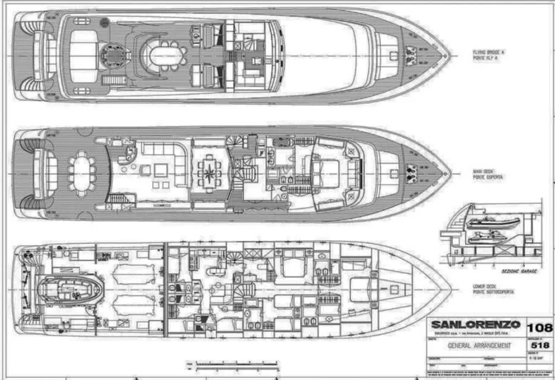 diagram, engineering drawing aboard DESTER Yacht for Sale