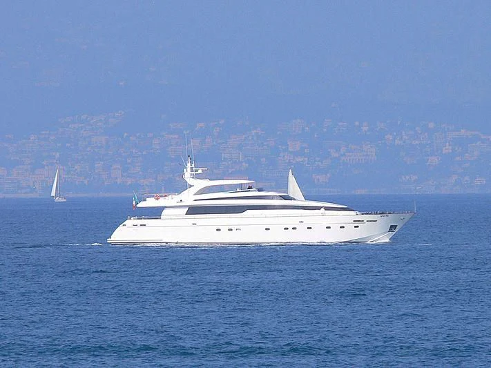 a white yacht in the water aboard DESTER Yacht for Sale