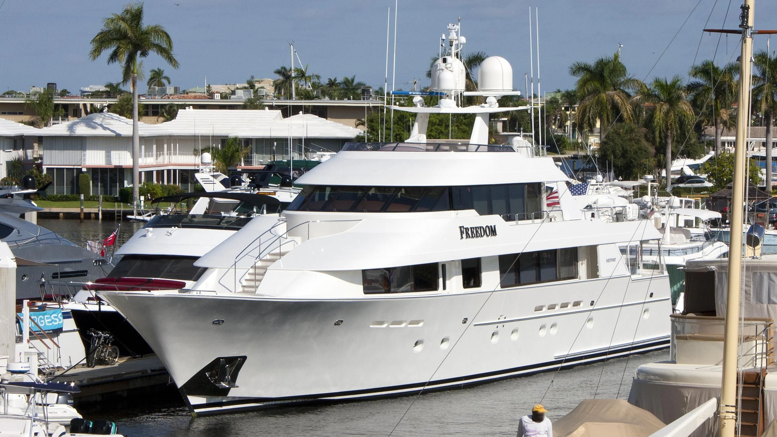 a large white yacht aboard GODSPEED Yacht for Sale