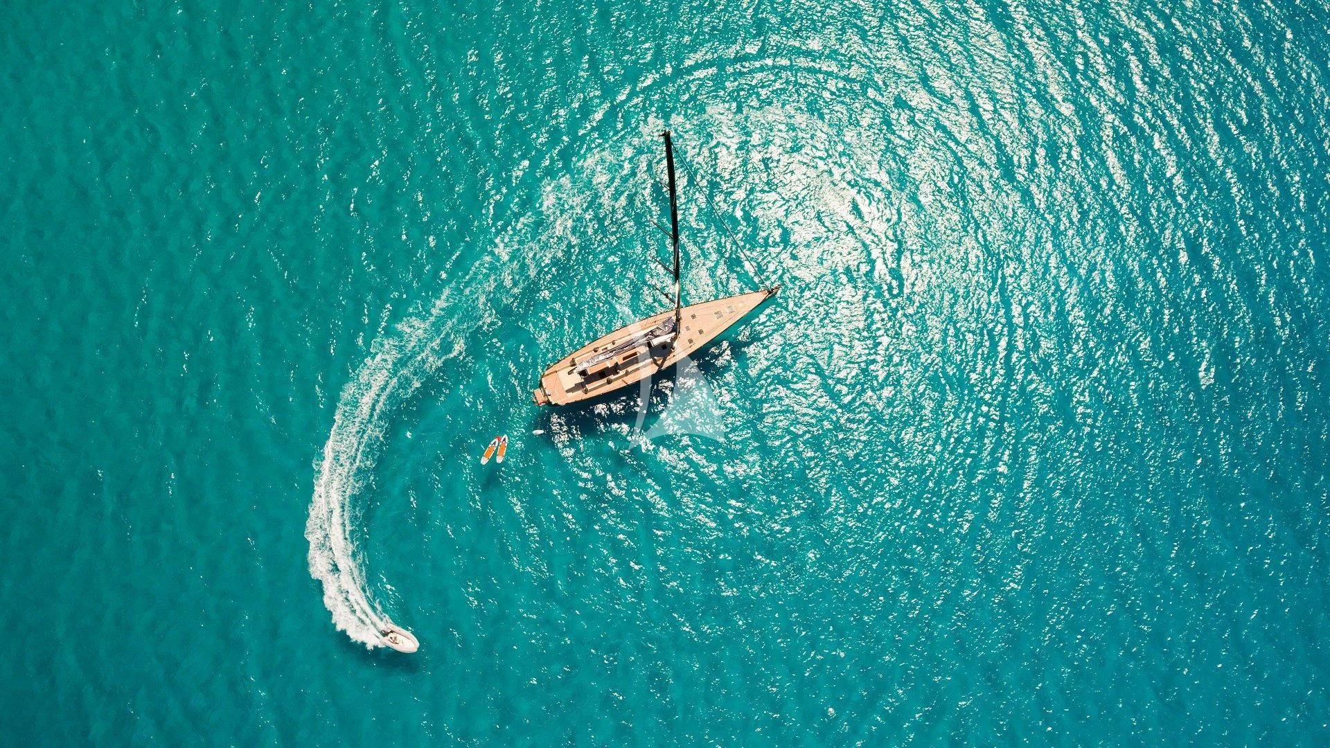 a boat in the water aboard WALLY LOVE Yacht for Charter