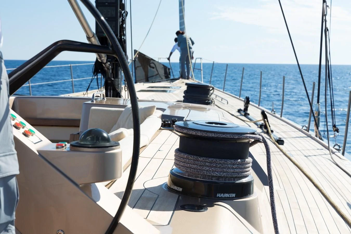 a boat with a grill on the deck aboard WALLY LOVE Yacht for Charter