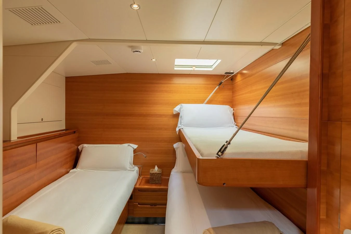 a room with bunk beds aboard WALLY LOVE Yacht for Charter