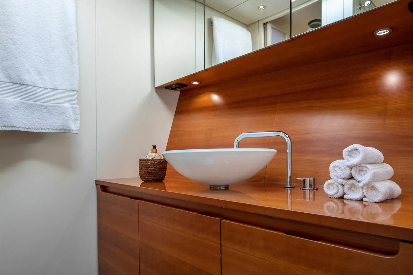 a sink with rocks on it aboard WALLY LOVE Yacht for Charter