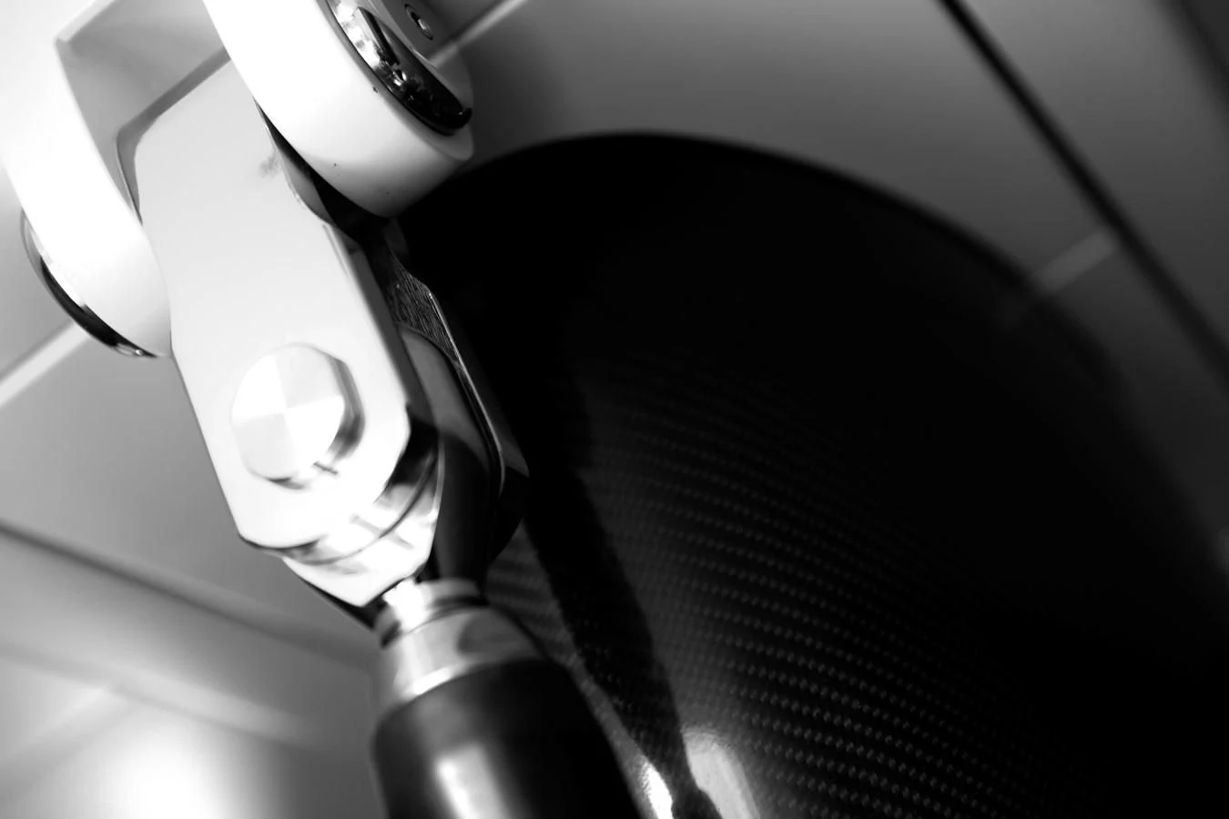 a black and white photo of a microphone aboard WALLY LOVE Yacht for Charter