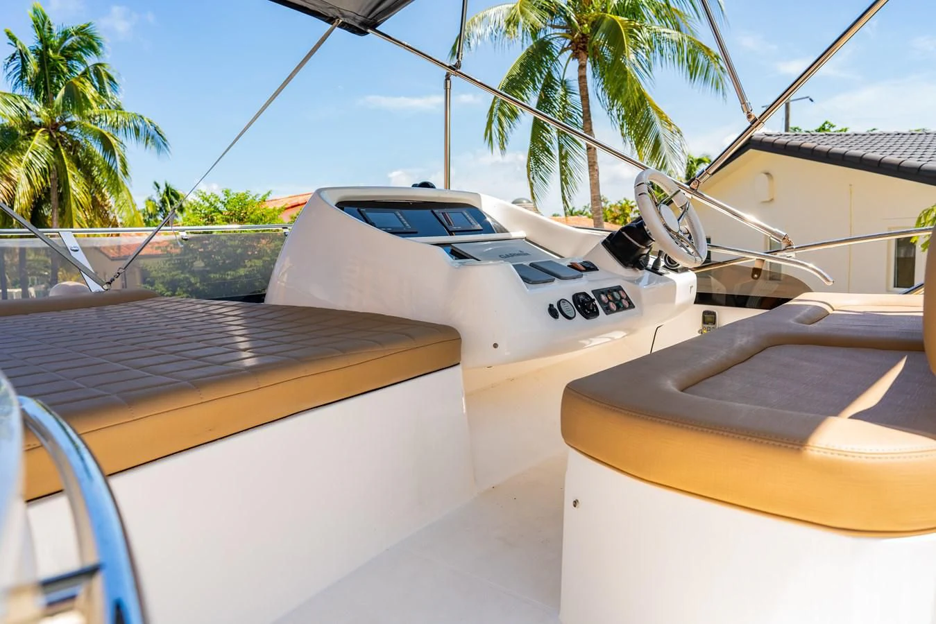 a boat on the water aboard SUNSEEKER 70' MANHATTAN Yacht for Sale