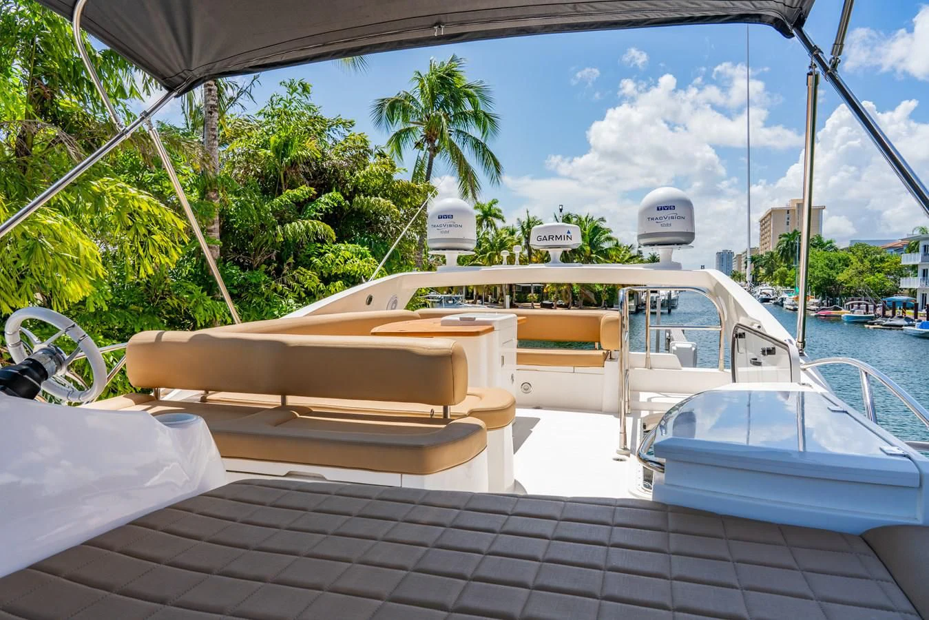 a boat on the water aboard SUNSEEKER 70' MANHATTAN Yacht for Sale
