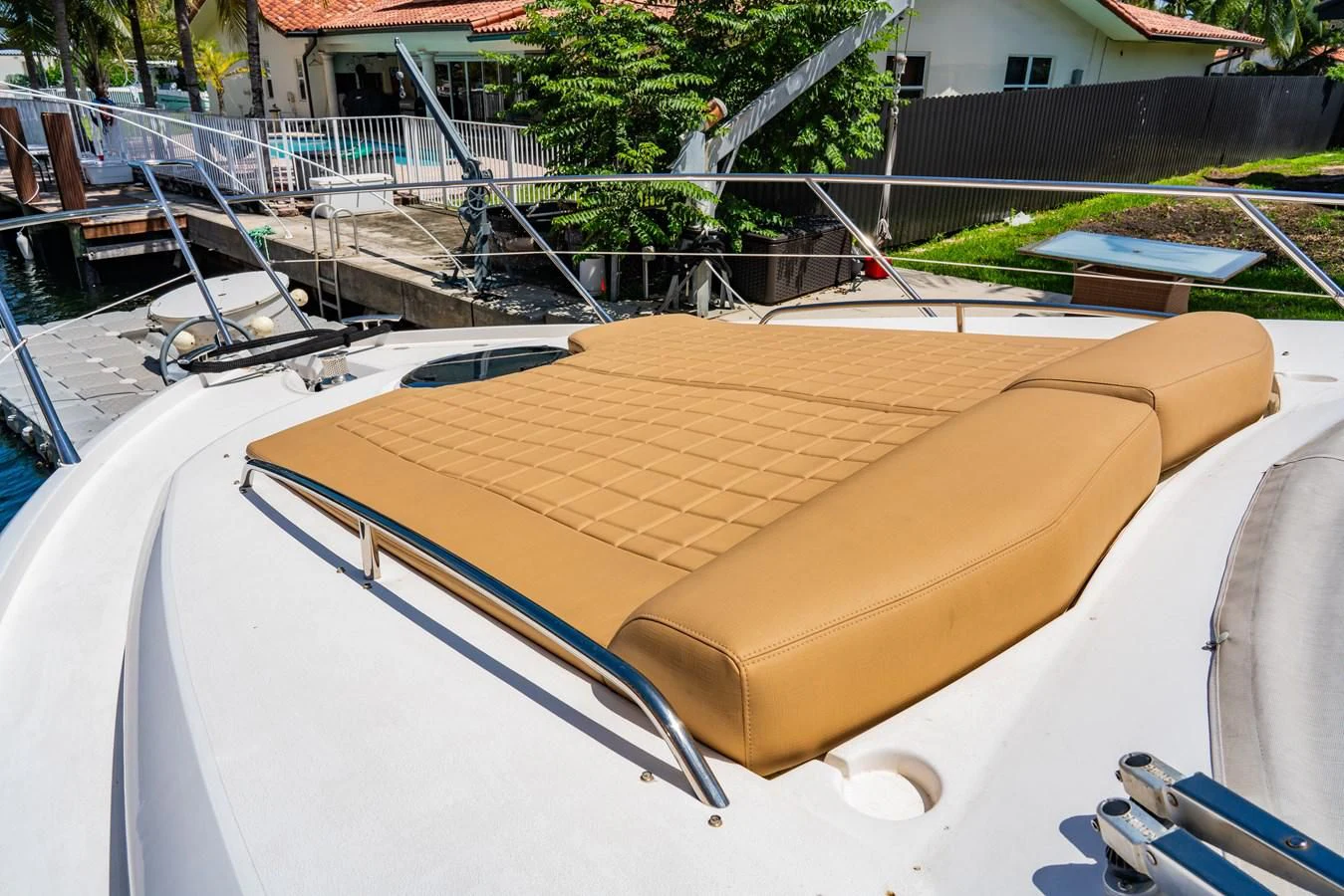 a boat in a yard aboard SUNSEEKER 70' MANHATTAN Yacht for Sale