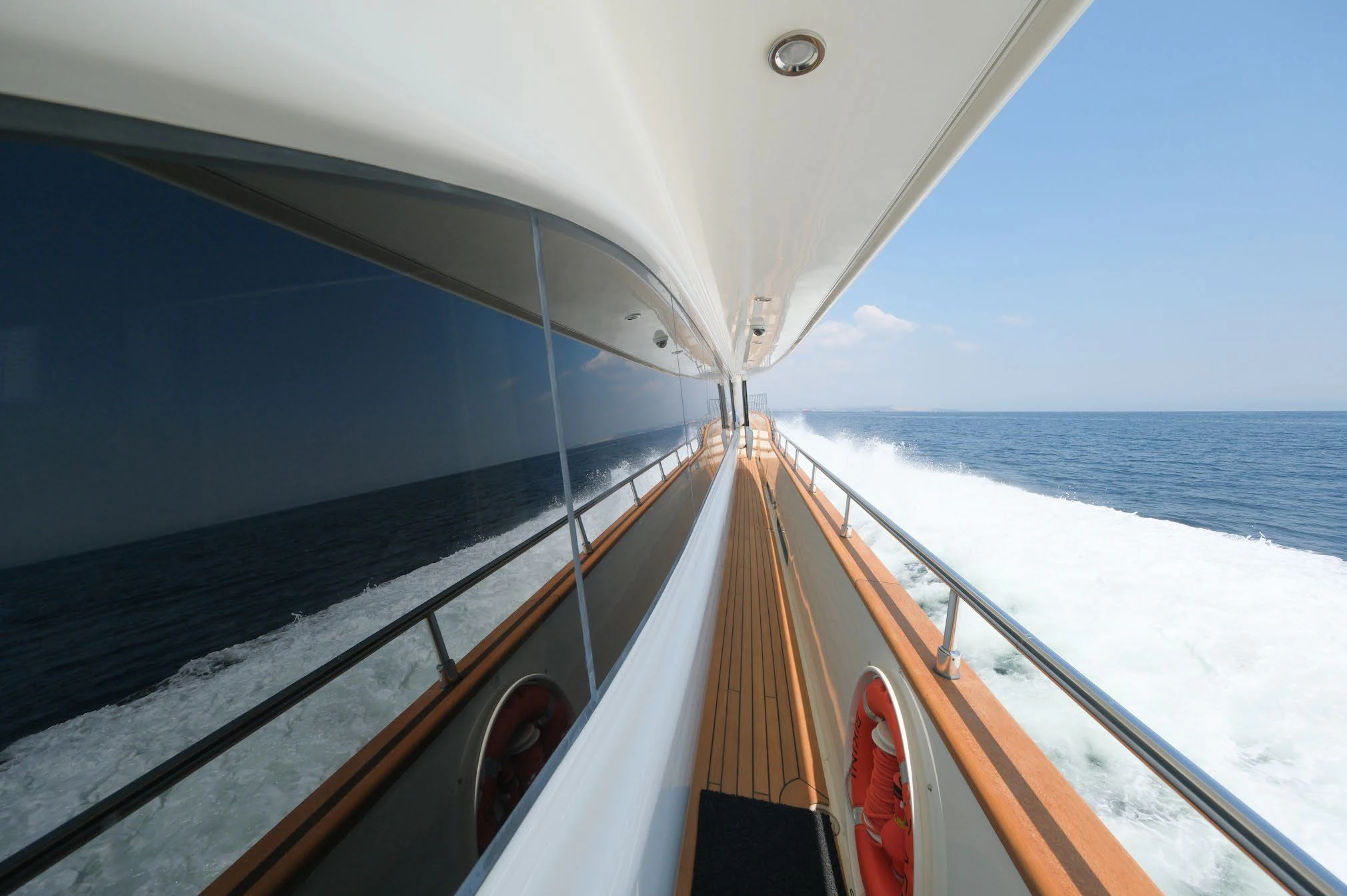 a view of the ocean from the inside of a boat aboard AERO Yacht for Charter