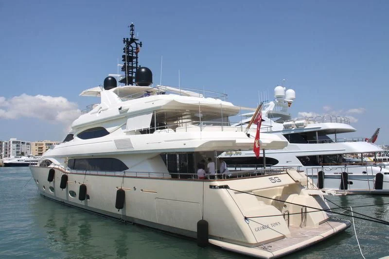 a large white boat aboard AERO Yacht for Charter