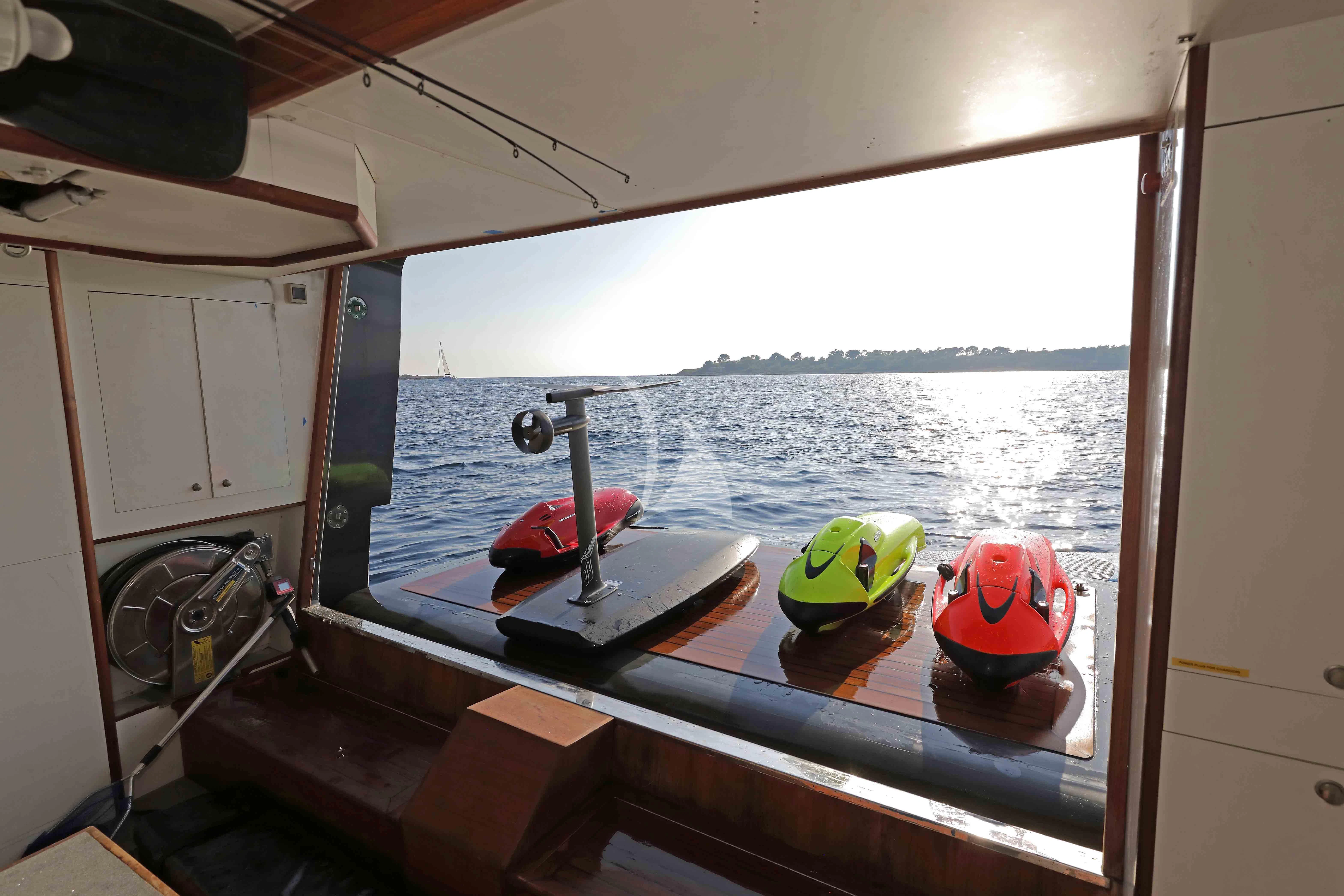 a boat on the water aboard AERO Yacht for Charter