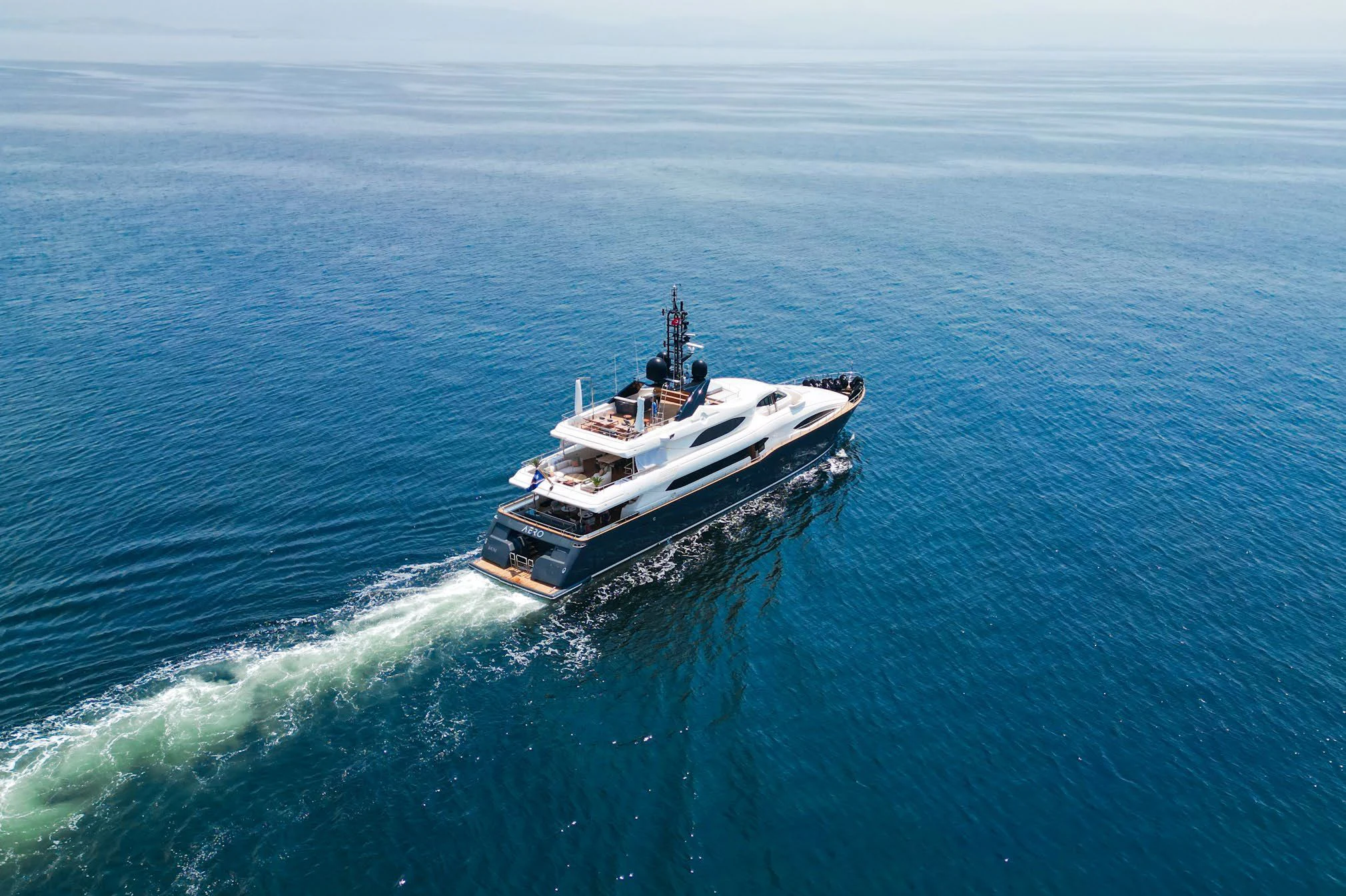 a boat in the water aboard AERO Yacht for Charter