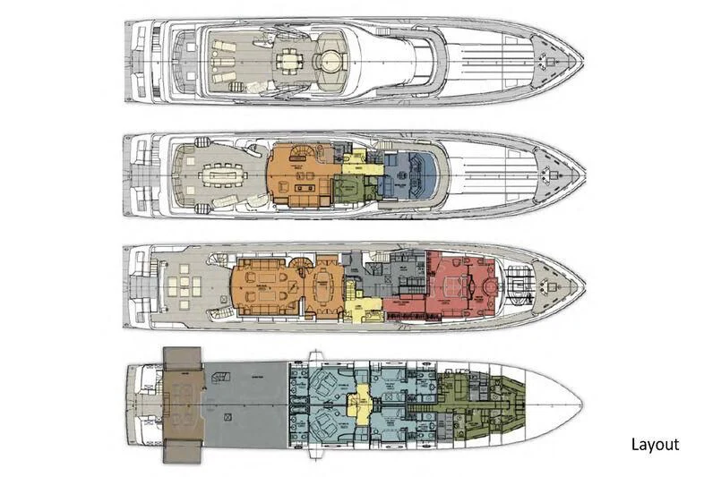 diagram, engineering drawing aboard AERO Yacht for Charter