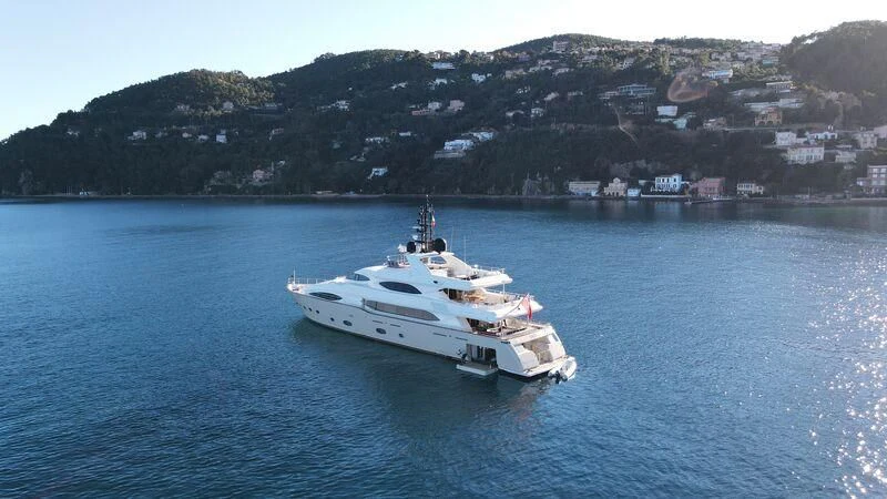 a boat in the water aboard AERO Yacht for Charter