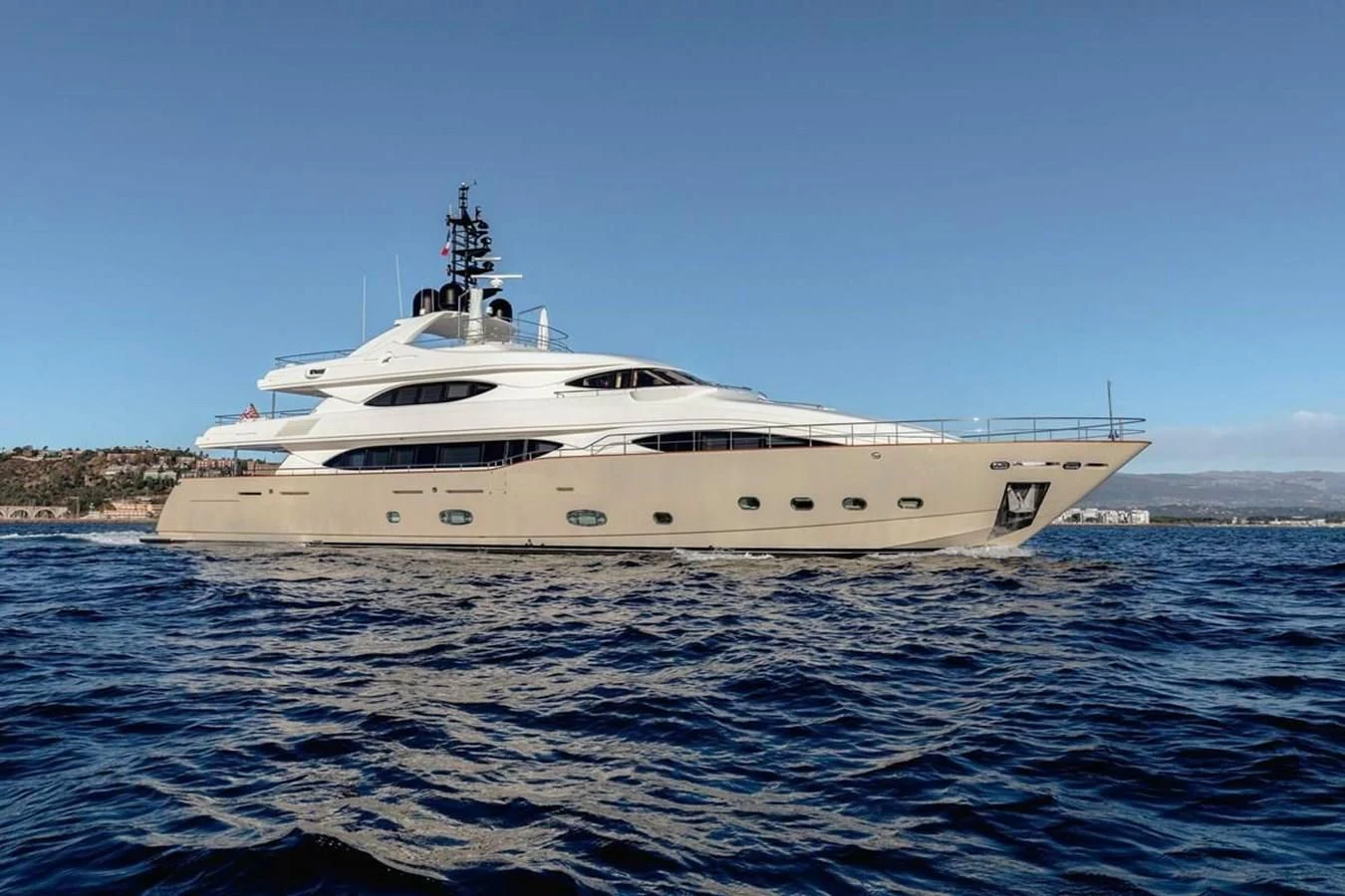 a large white ship in the water aboard AERO Yacht for Charter